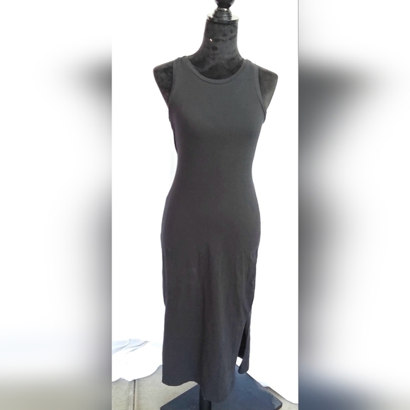 77.🆕XXS J .Crew Black Sleeveless Round Neck Tie-Back Knit Midi Sheath Dress NWT - Picture 3 of 6